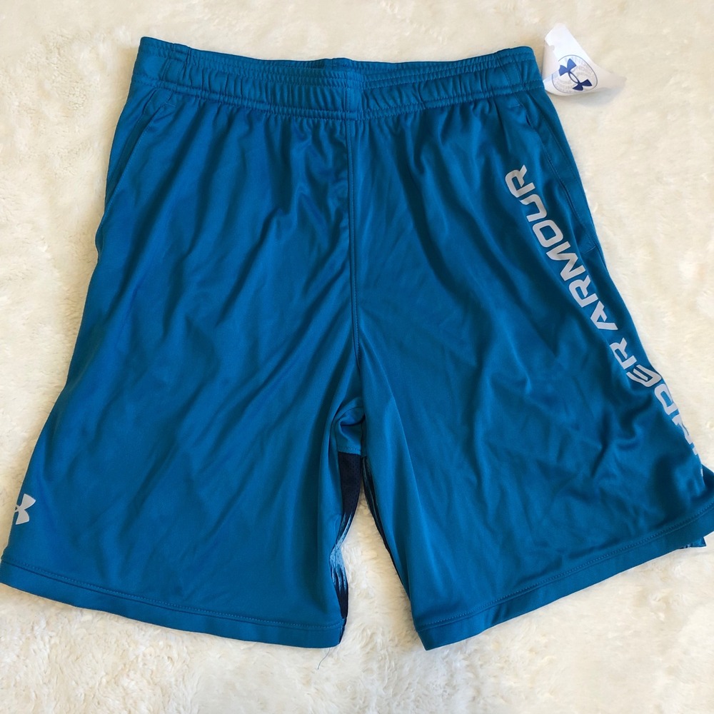 Under Armour Youth YLG Athletic Shorts Vibrant Blue Polyester UA Stunt‎ 3.0 NWT